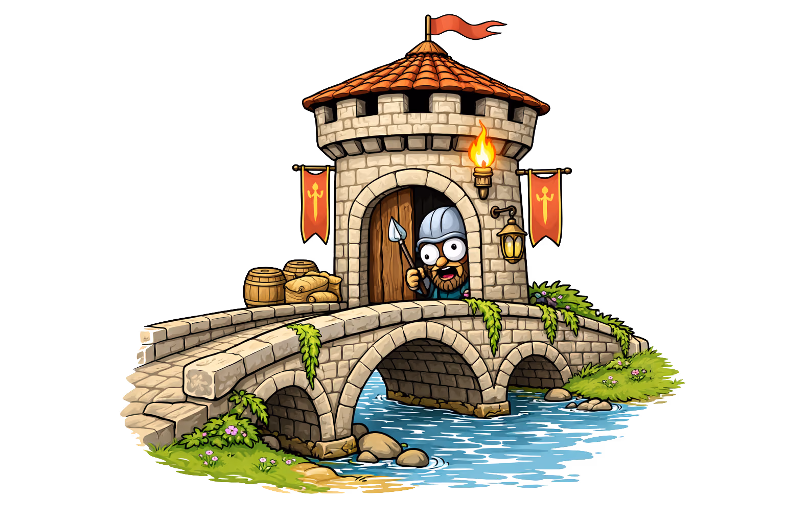 A bridge with a tower