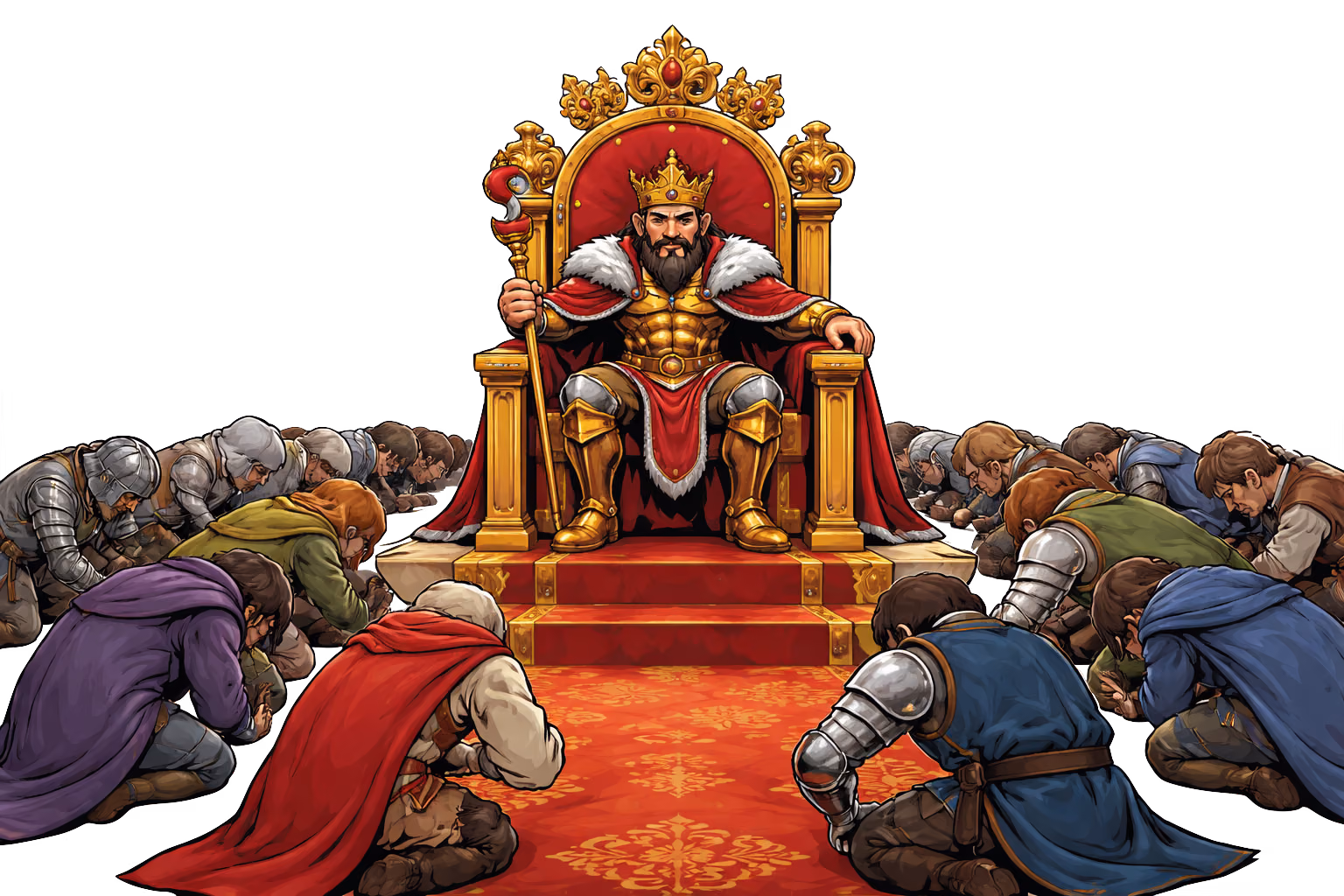 A king surrounded by his knights